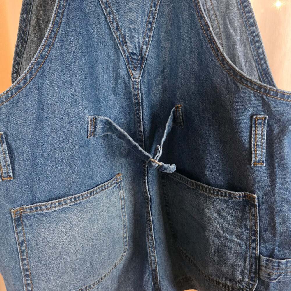 No Boundaries JUNIOR'S DENIM BIB OVERALL Carpenter SHORT Relaxed Fit M 7-9 - Picture 3 of 5